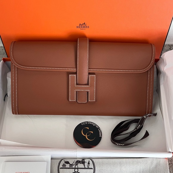 Hermes Handbags - Hermes Jige Elan 29 Clutch in Gold Evercolor with H Closure